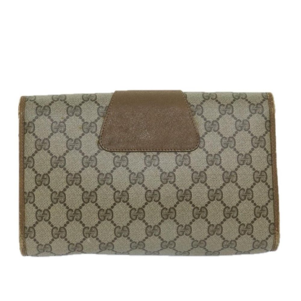 GUCCI GG Supreme Web Sherry Line Clutch Bag Beige Red 89 01 030 Auth - Picture 3 of 16